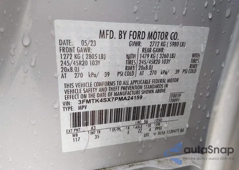 2023 Ford Mustang Mach-E Gt from USA, damaged, VIN 3FMTK4SX7PMA24159